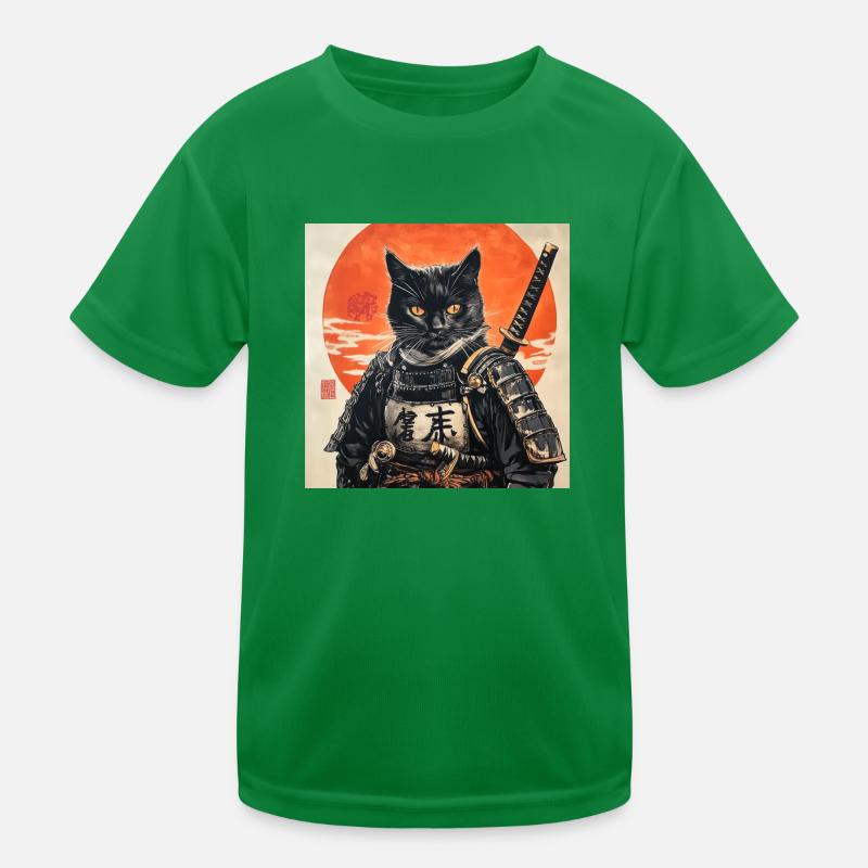 Katze Samurai Japan Ukiyo-E Kinder Funktions-T-Shirt