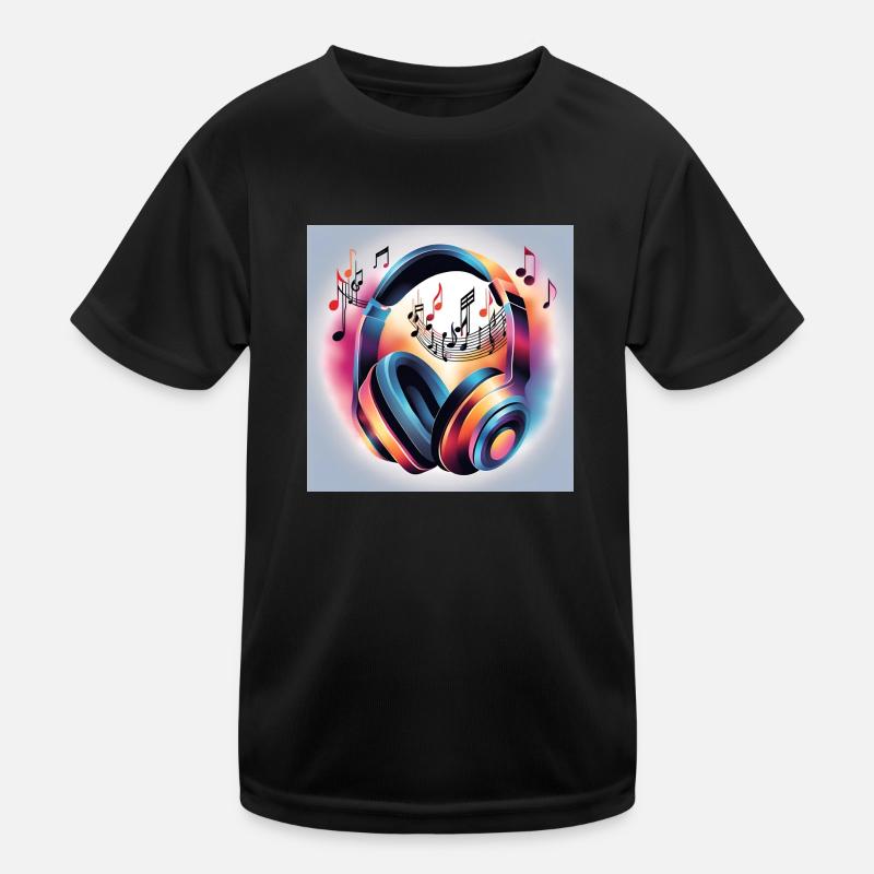 Musik Melodie Kopfhörer mit Noten Kinder Funktions-T-Shirt
