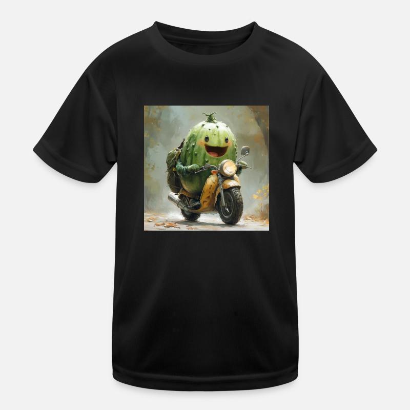 Lusitge cucumber rides a motorcycle Kids Functional T-Shirt