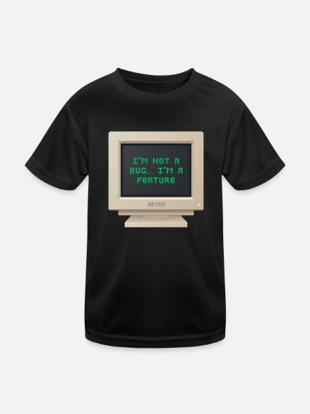 CRT Design - I am not a bug, I am a feature - Kids Functional T-Shirt - black