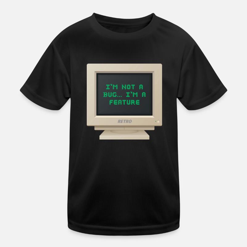 CRT Design - I am not a bug, I am a feature - Kids Functional T-Shirt - black