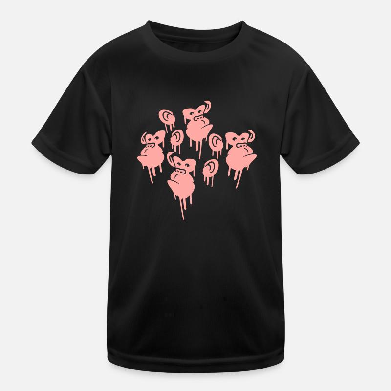 Graffiti Drop Monkey Heads Spray Faces Team Kids Functional T-Shirt