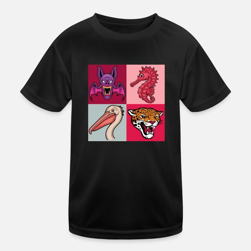 Pop Art Hippocampe Pélican Chauve-souris Léopard T-shirt sport Enfant