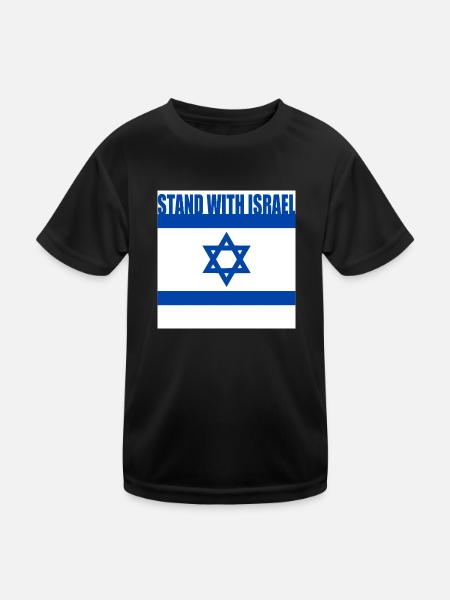 Stand with israel - Kinder Funktions-T-Shirt - Schwarz - Vorne