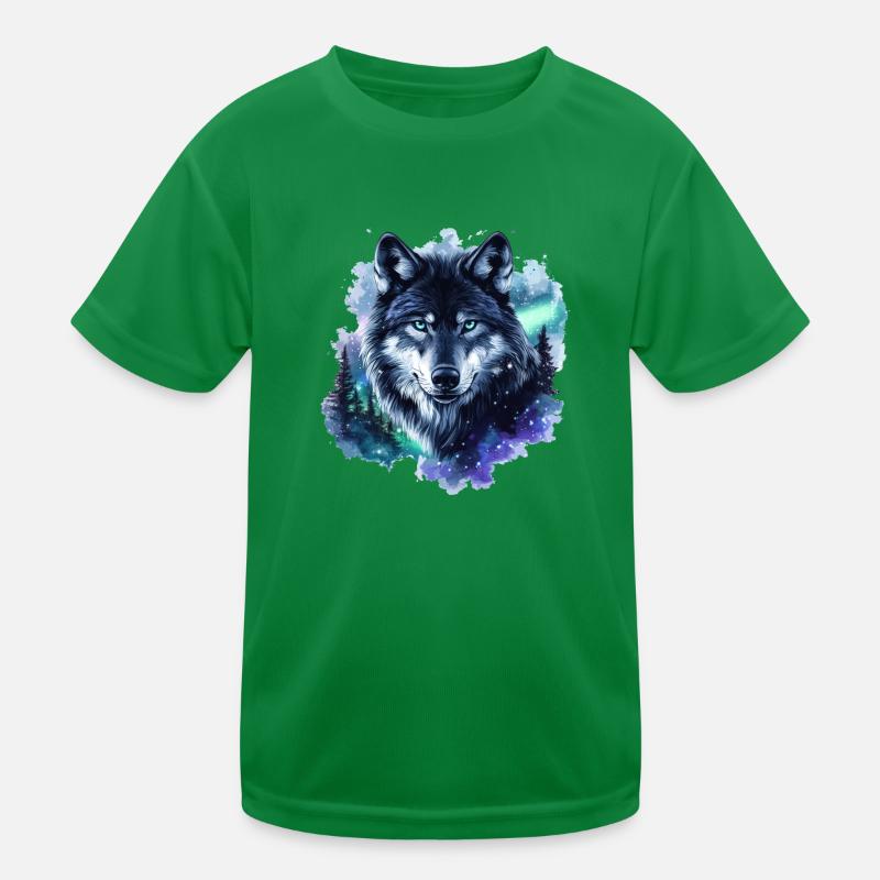 Wolf Nebula Galaxy Northern Lights Kids Functional T-Shirt