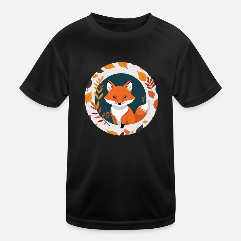 Fuchs im Herbst #9 - Kinder Funktions-T-Shirt - Schwarz