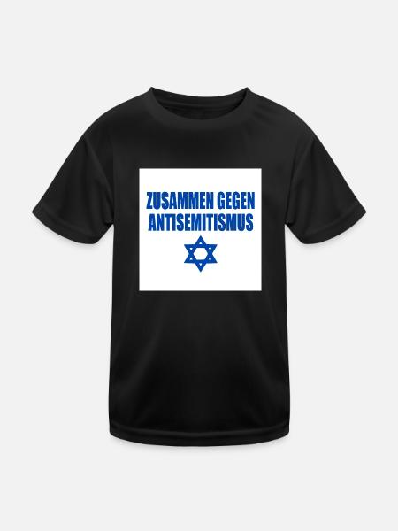 zusammen gegen antisemitismus - Kinder Funktions-T-Shirt - Schwarz - Vorne