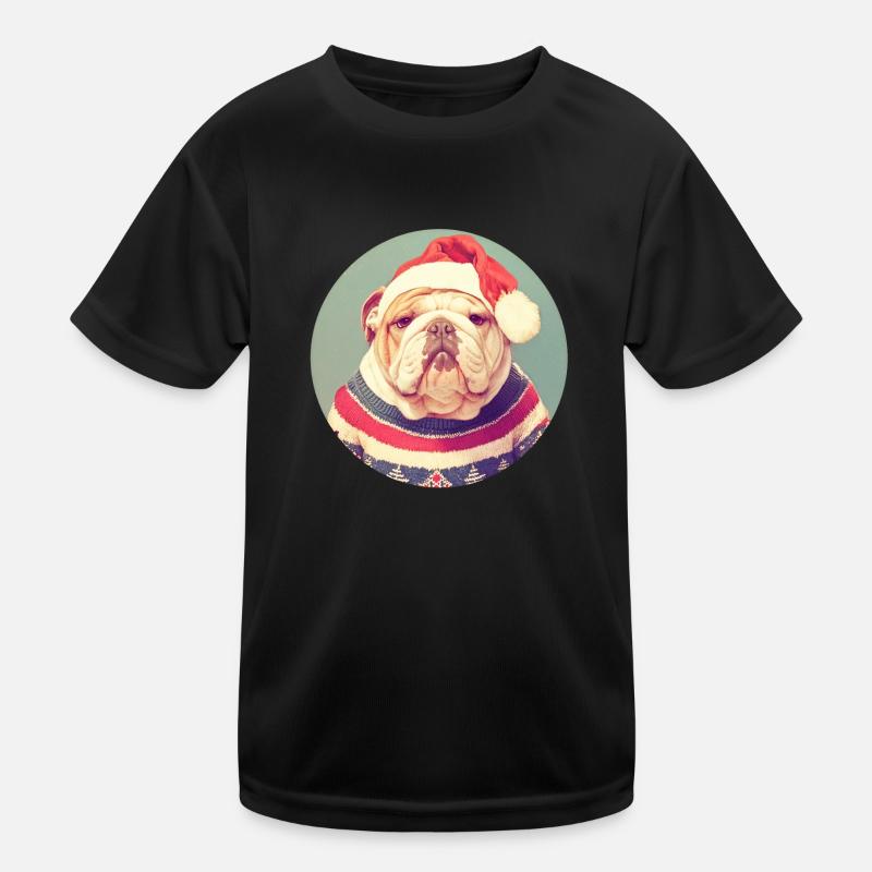 Weihnachtsmotiv mit einer Englischen Bulldogge Kinder Funktions-T-Shirt