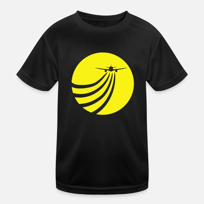 Airplane Flying In The Sun Flying Stripe Round Kids Functional T-Shirt