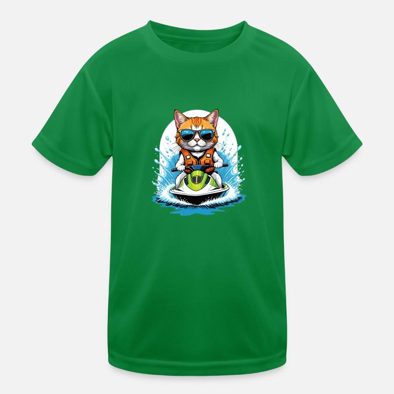Cat Jet Ski Chat Drôle Drôle Cadeau T-shirt sport Enfant