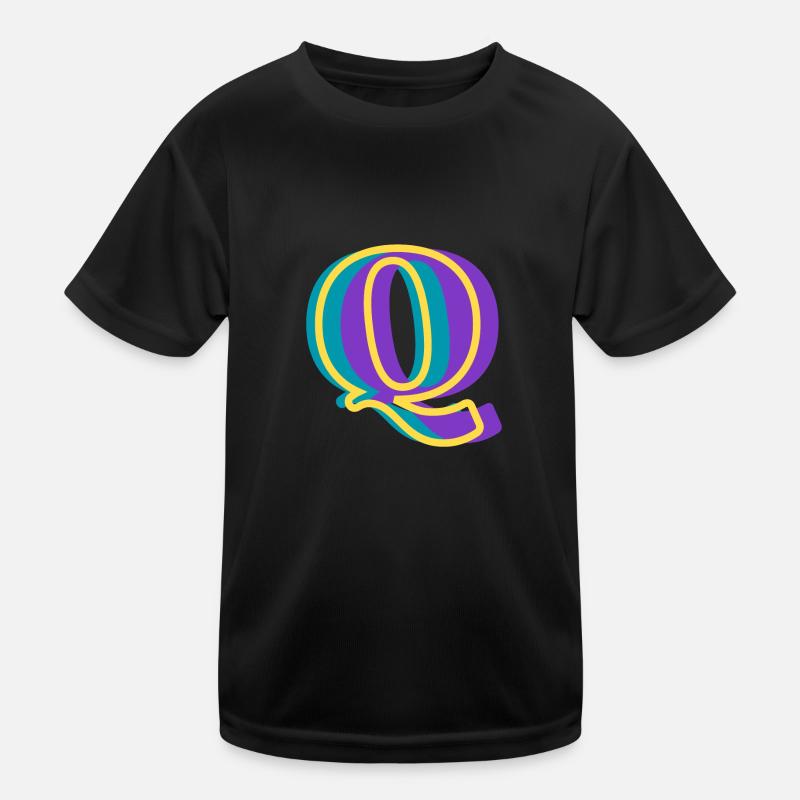 Mehrfarbiger Buchstabe q Kinder Funktions-T-Shirt