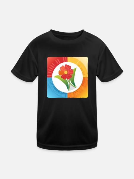 One Flower Peace - Kinder Funktions-T-Shirt - Schwarz