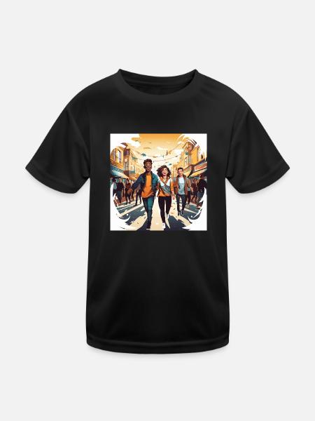 Spaziergang der Freundschaft - Kinder Funktions-T-Shirt - Schwarz