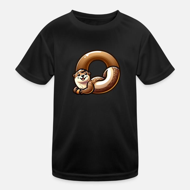 Mignon design de loutre avec le chiffre « O » T-shirt sport Enfant