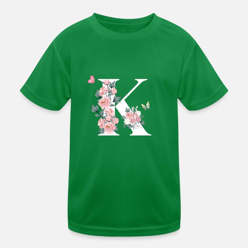Lettre k fleurs rose T-shirt sport Enfant
