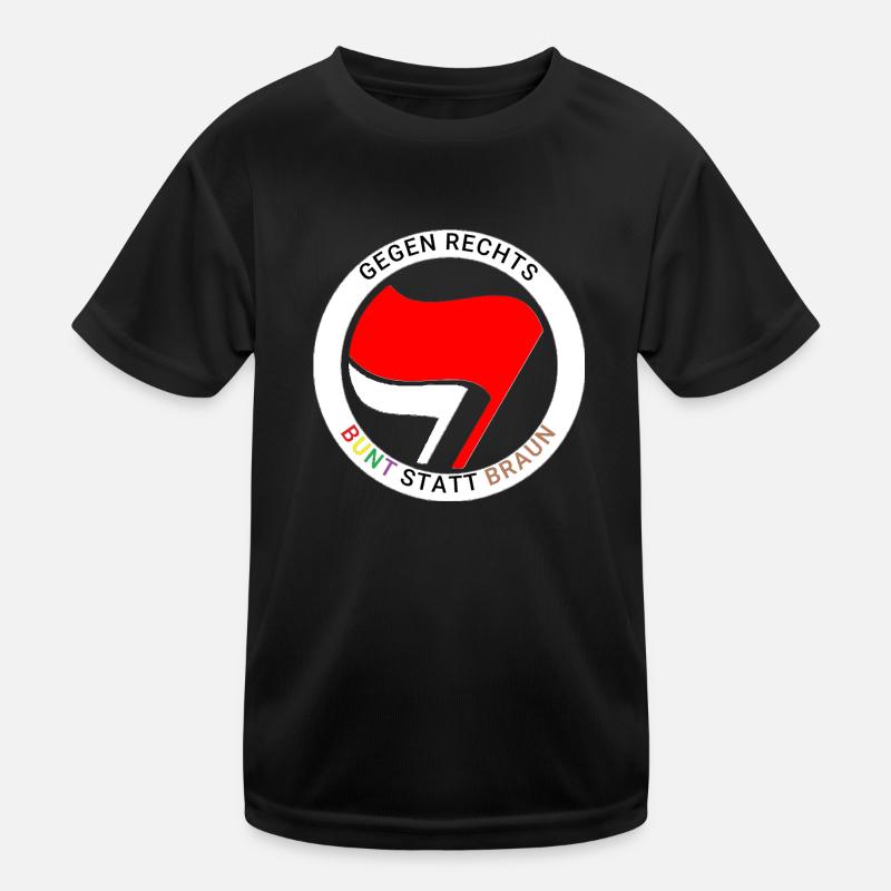 Antifa - Bunt statt Braun - weißer Ring Kinder Funktions-T-Shirt