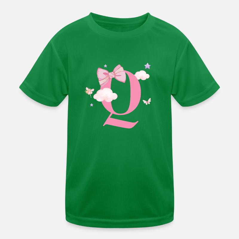 Letter Q Pink Clouds Kids Functional T-Shirt