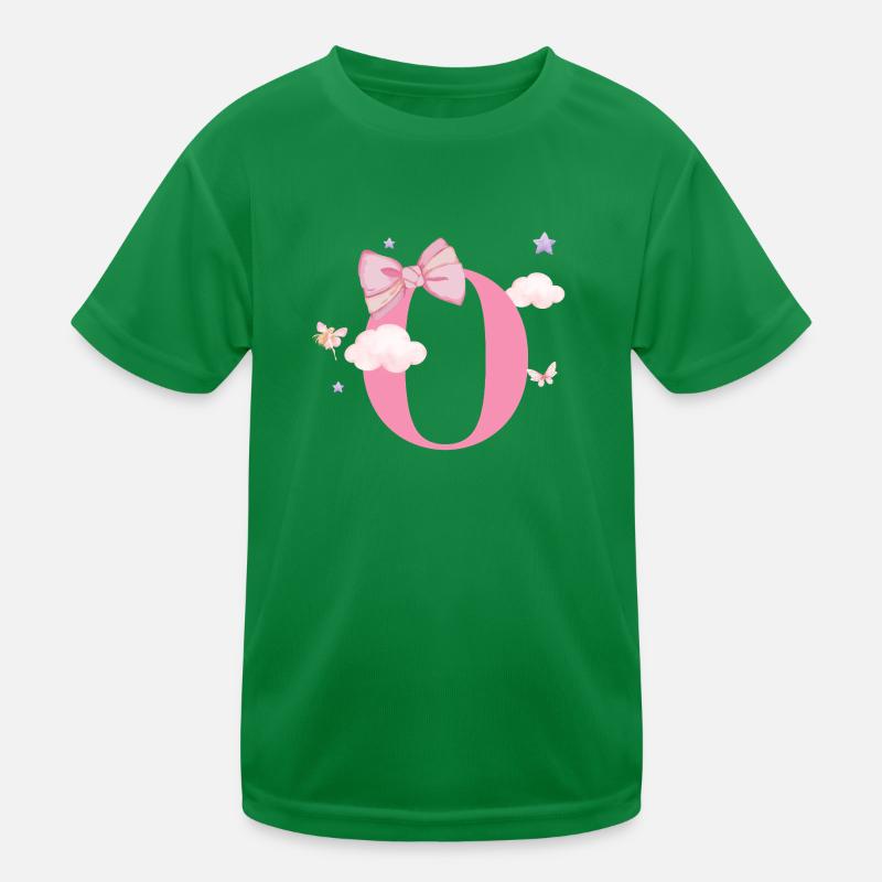 Letter o pink clouds Kids Functional T-Shirt