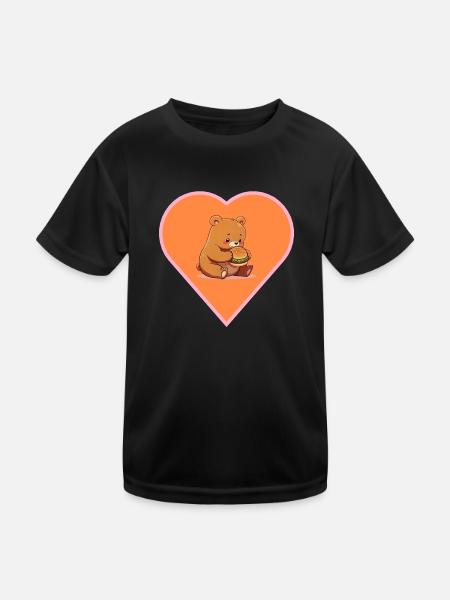 Bjørn adore les hamburgers - T-shirt sport Enfant - noir - Devant