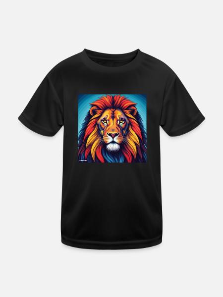 Lion Gemini - Kids Functional T-Shirt - black - Front