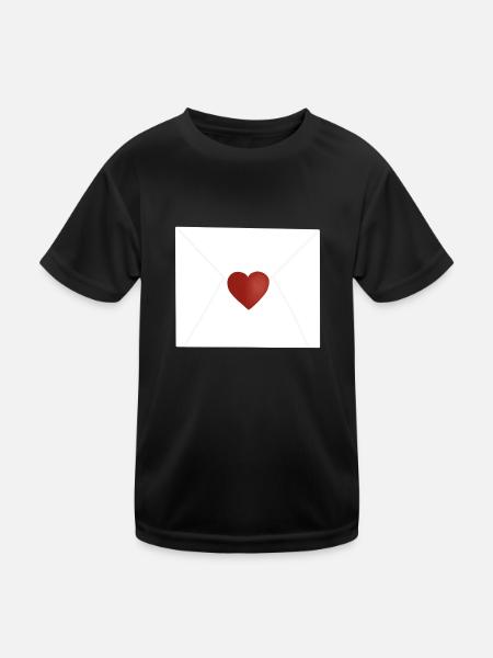 Liebesbrief - Kinder Funktions-T-Shirt - Schwarz - Vorne