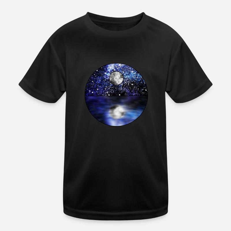 Kosmische Vollmondszene Kinder Funktions-T-Shirt
