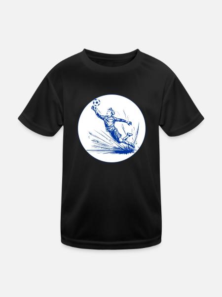 Goalkeeper (blue and white) - Kids Functional T-Shirt - black - Front