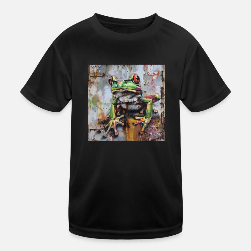 Graffiti grenouille verte surface rouillée T-shirt sport Enfant