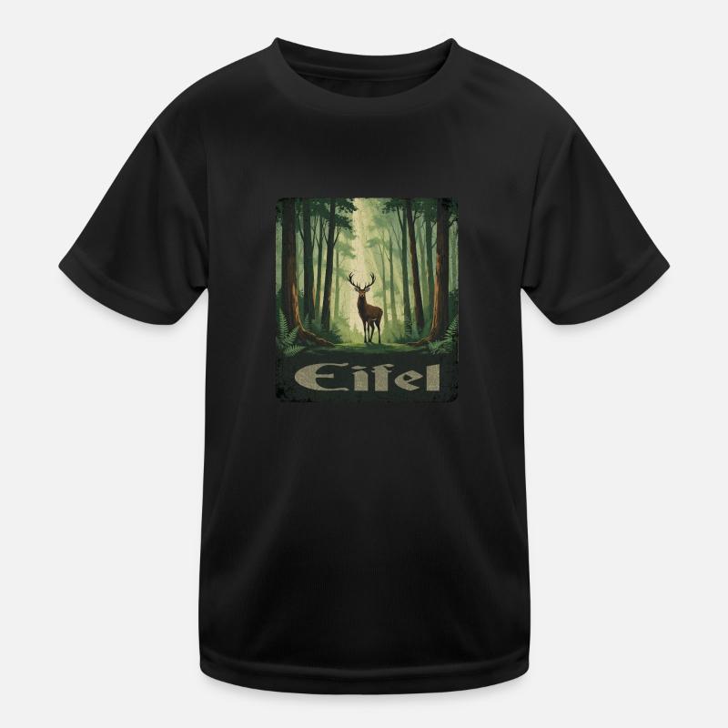 Eifel mit Hirsch Kinder Funktions-T-Shirt