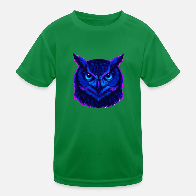 Neonblaue Eule mit intensivem Blick Kinder Funktions-T-Shirt