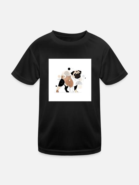 Mops - Kinder Funktions-T-Shirt - Schwarz - Vorne