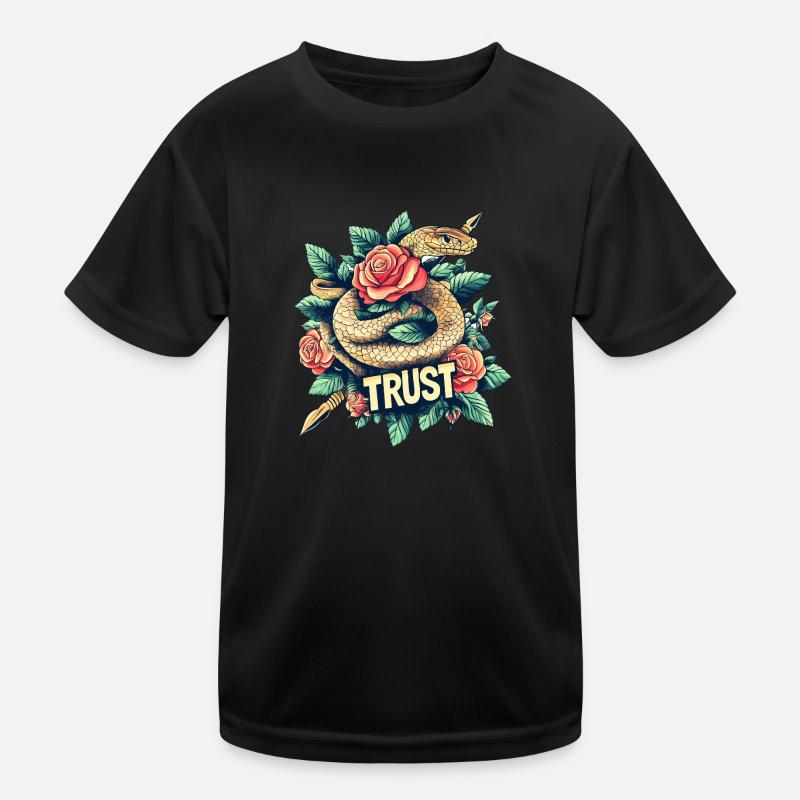 Trust – Schlange & Rosen. Kinder Funktions-T-Shirt