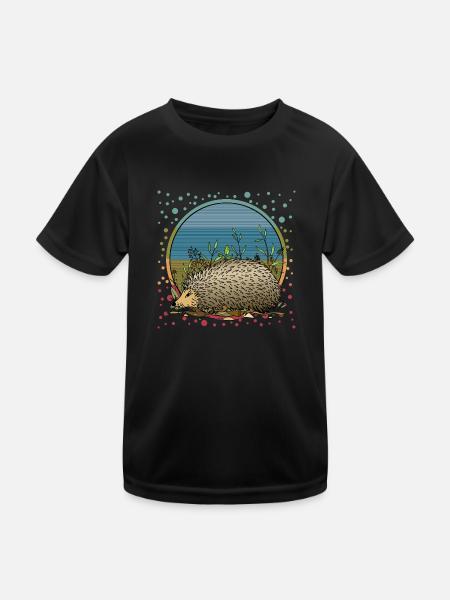 Igel - Kinder Funktions-T-Shirt - Schwarz