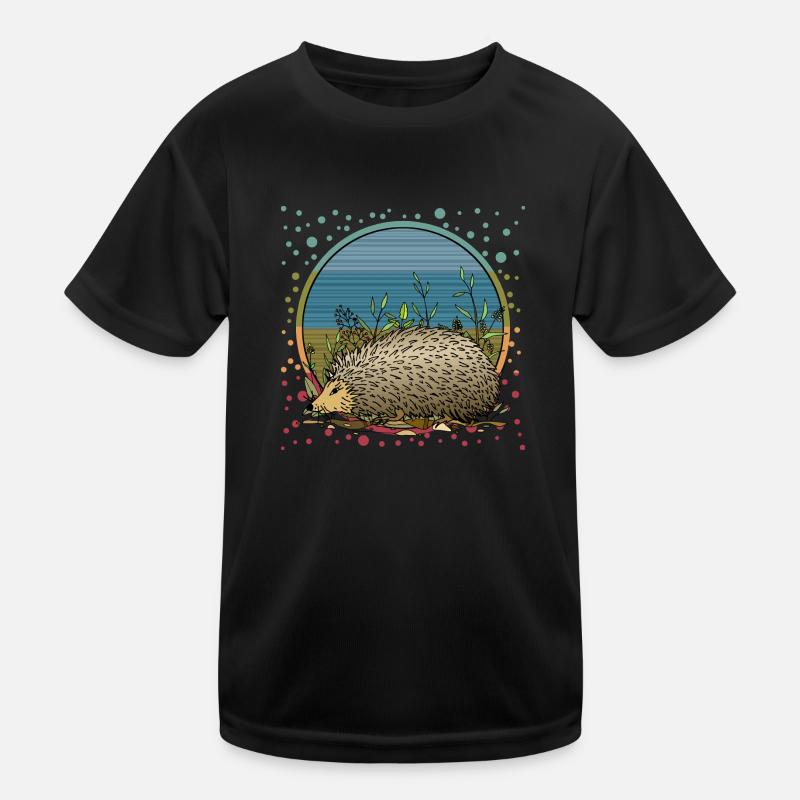 Igel - Kinder Funktions-T-Shirt - Schwarz