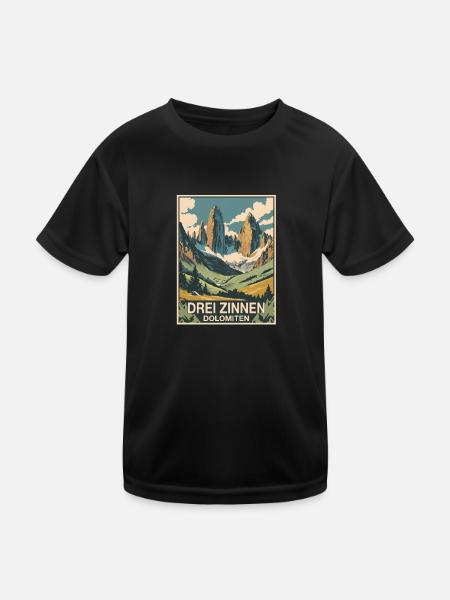 Three Peaks Dolomites - Kids Functional T-Shirt - black - Front