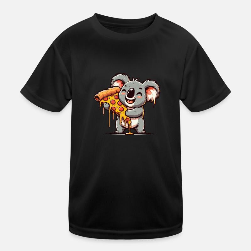 happy koala bear koala with pizza Kids Functional T-Shirt