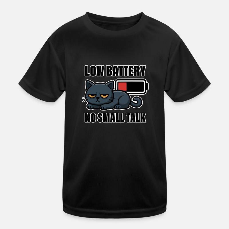 Batterie faible Pas de bavardage - Drôle de chat fatigué T-shirt sport Enfant