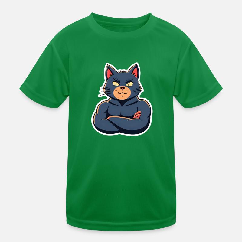 Chat avec des muscles-Conception de bande dessinée drôle T-shirt sport Enfant