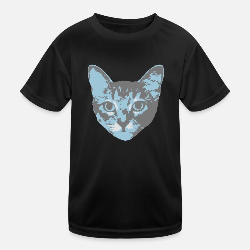 cat face - Kinder Funktions-T-Shirt - Schwarz