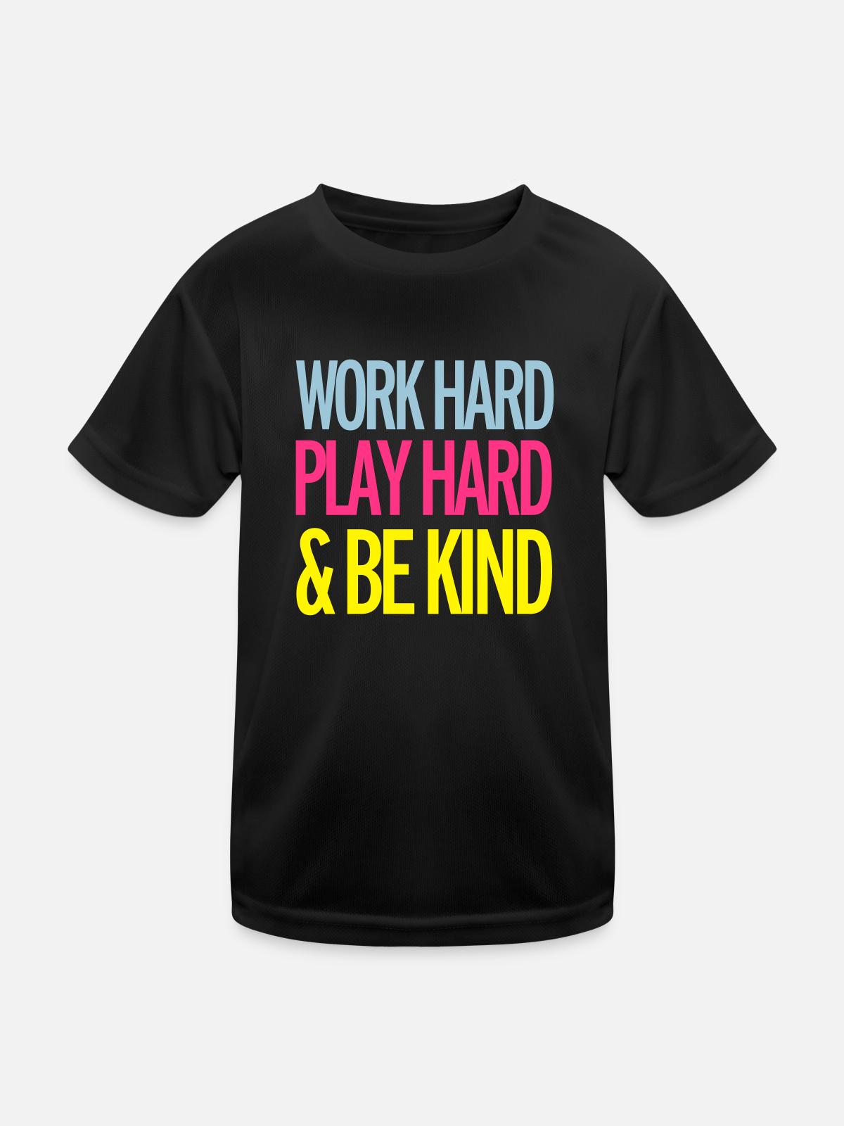 Work Hard - Kinder Funktions-T-Shirt - Schwarz - Vorne