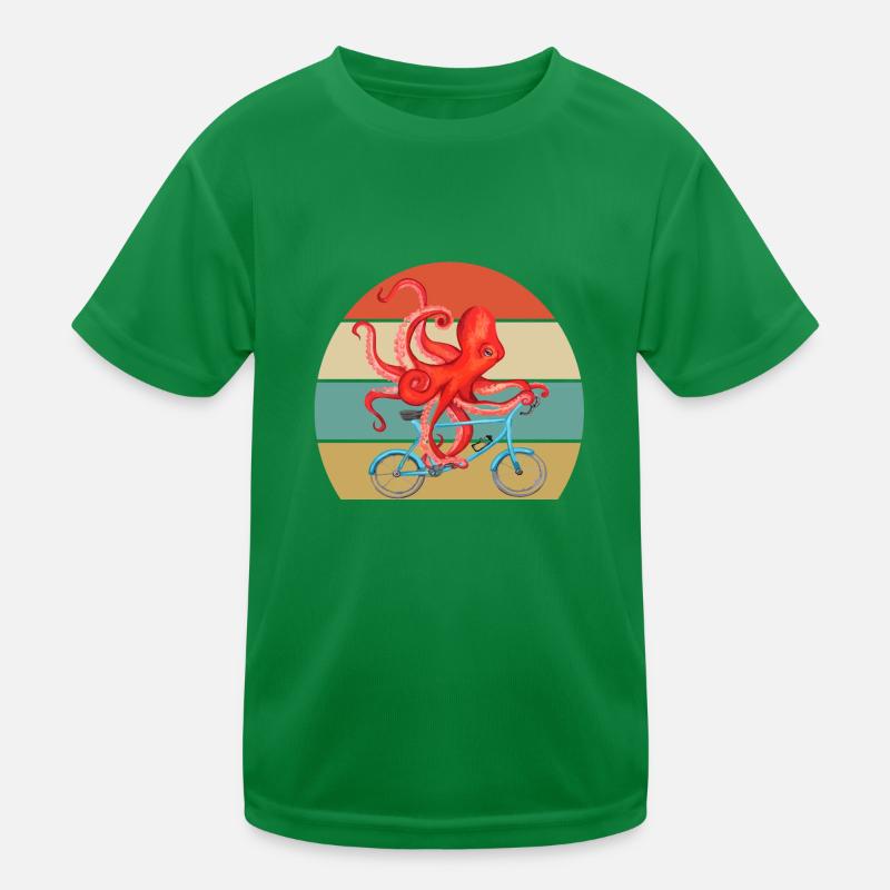 Vintage Cycling octopus Kids Functional T-Shirt