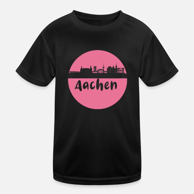 scherenschnitt,aachen,rosa,stadt,skyline Kinder Funktions-T-Shirt