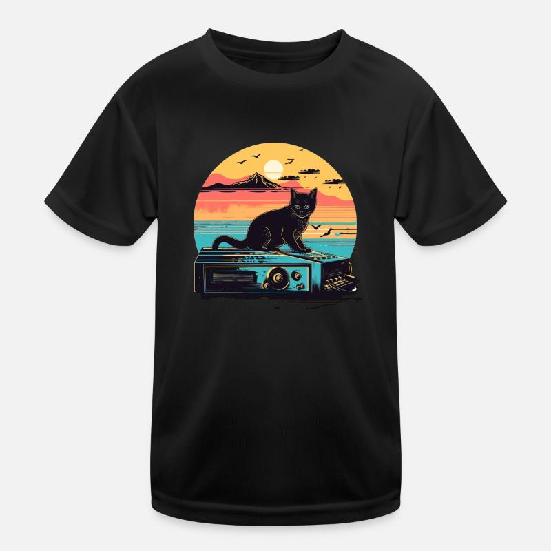 Cat Synthesizer Katze Retro Vintage Studio Gear Kinder Funktions-T-Shirt