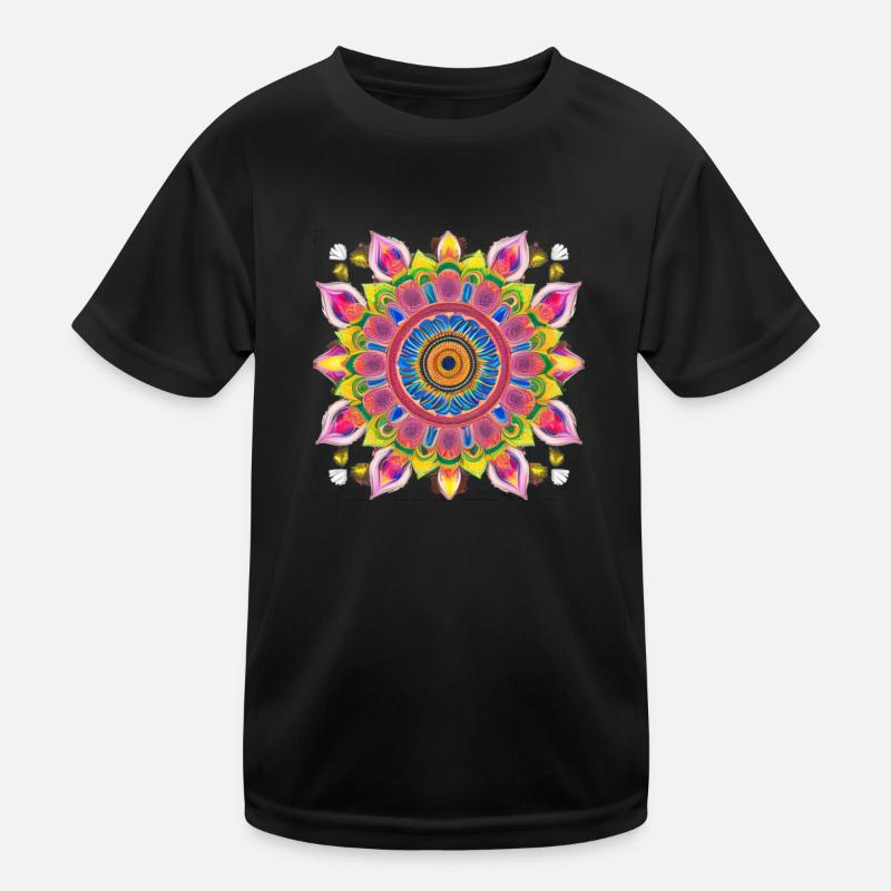 Botanical Mandala Ölgemälde Kinder Funktions-T-Shirt