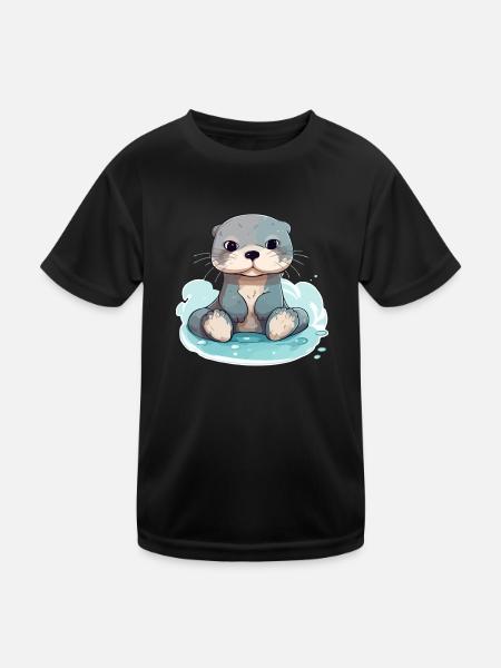 Kiki the otter - Kids Functional T-Shirt - black - Front