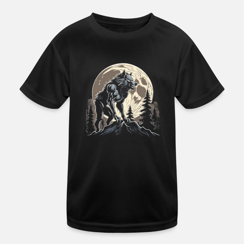 Werwolf - Kinder Funktions-T-Shirt - Schwarz