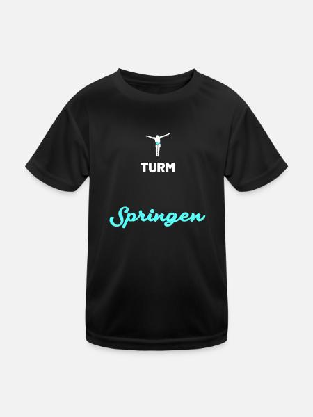 Turmspringen Springer - Kinder Funktions-T-Shirt - Schwarz - Vorne