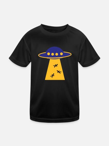 Ufo - Kinder Funktions-T-Shirt - Schwarz - Vorne