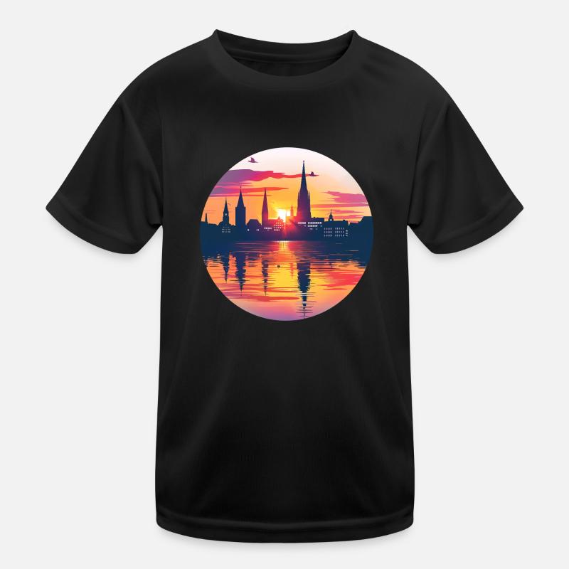 Bielefeld Skyline - Kinder Funktions-T-Shirt - Schwarz