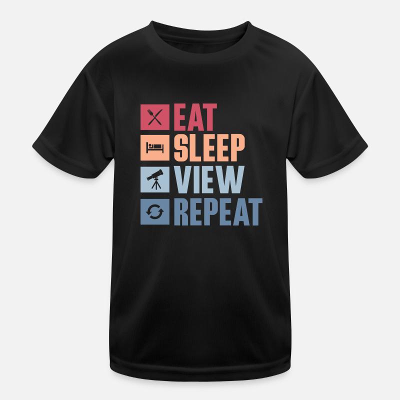 Eat Sleep View Repeat Stargazer Telescope Astronom Kinder Funktions-T-Shirt
